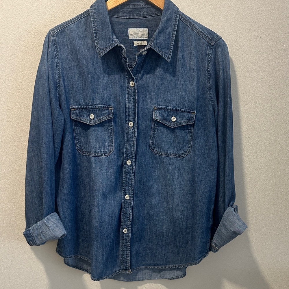 Universal Thread Denim Button-Front Shirt Jacket - Blue